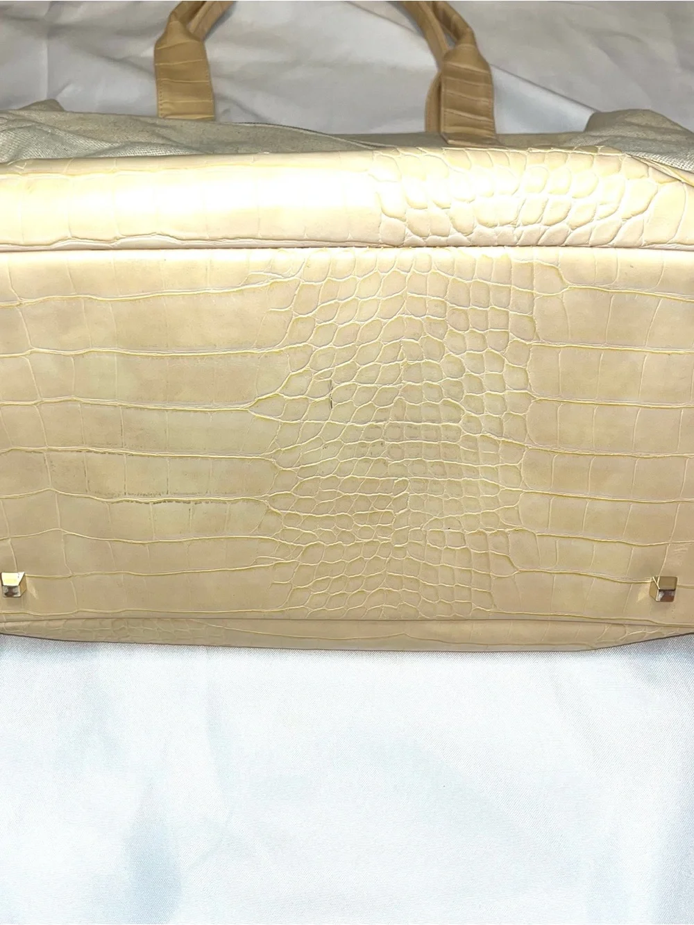 BEIS weekender bag - Neutral Canvas Tote with Croc-Accent Trim
